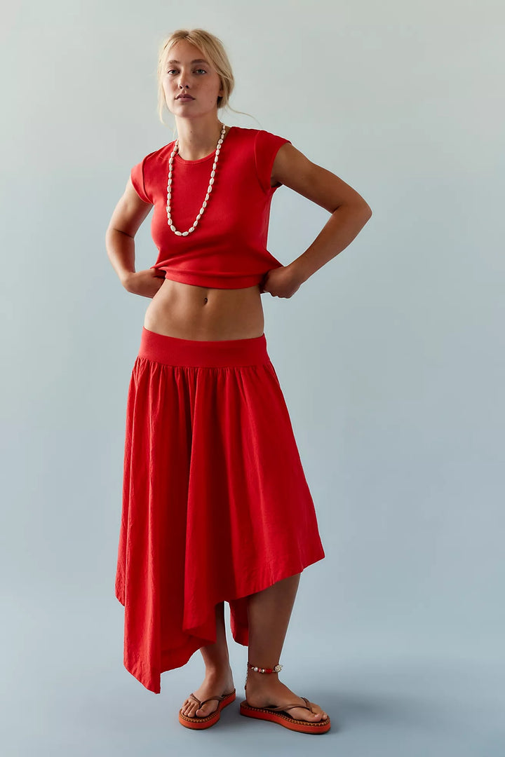 Free People Free-Est Annette Baby Tee Midi Skirt