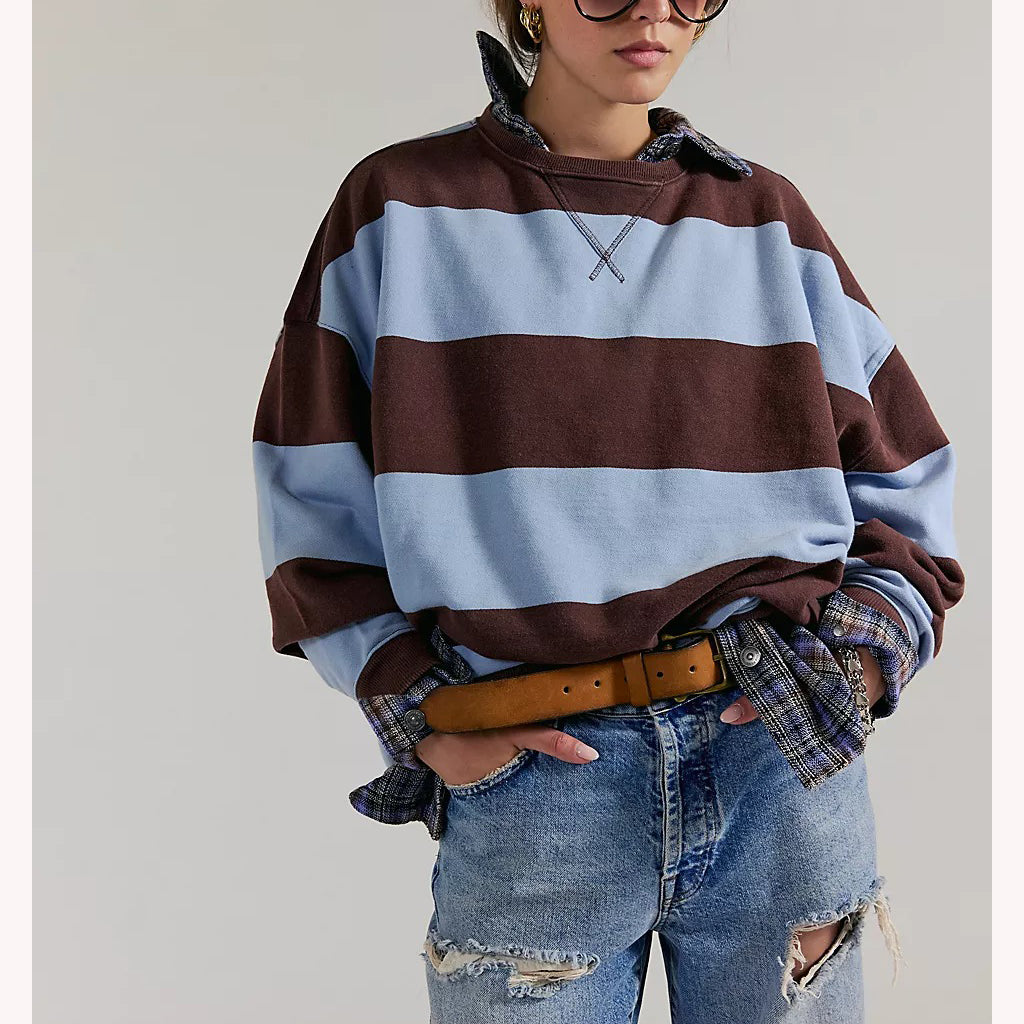 Free People We The Free Classic Strip Crewneck Sweatshirt Top