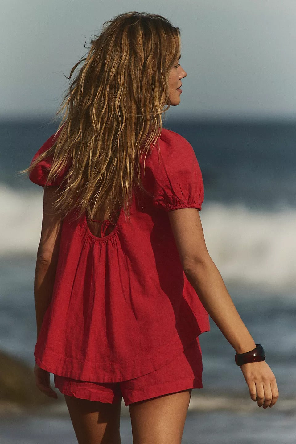 Free People Free-est Sunny Somewhere Cotton-Linen Blouse Top