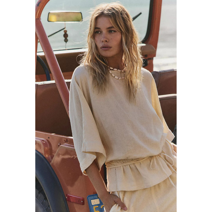 Free People Free Est Sylvie Linen Tunic Top