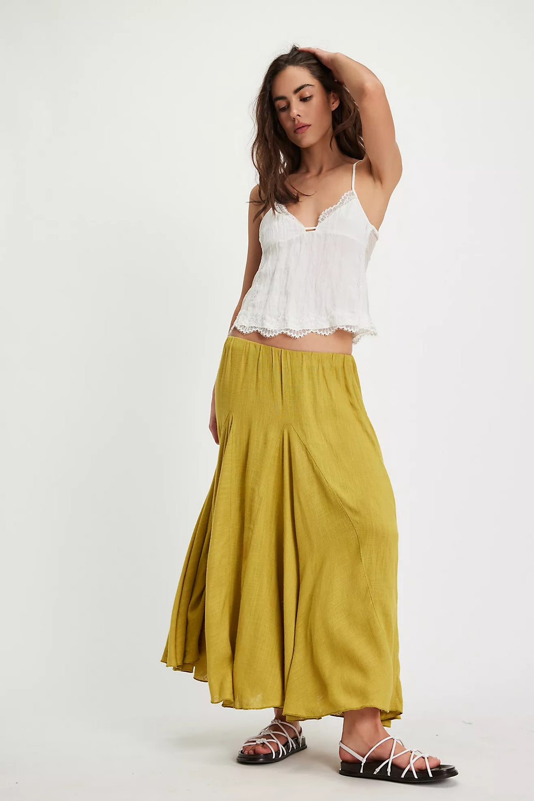 Free People Madras That Solid Linen Maxi Skirt