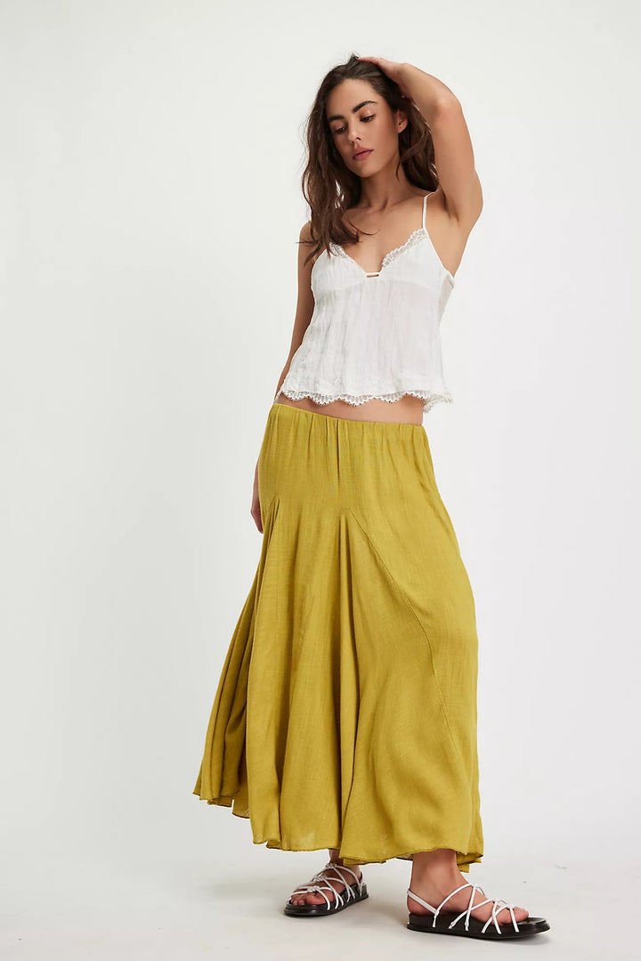 Free People Madras That Solid Linen Maxi Skirt