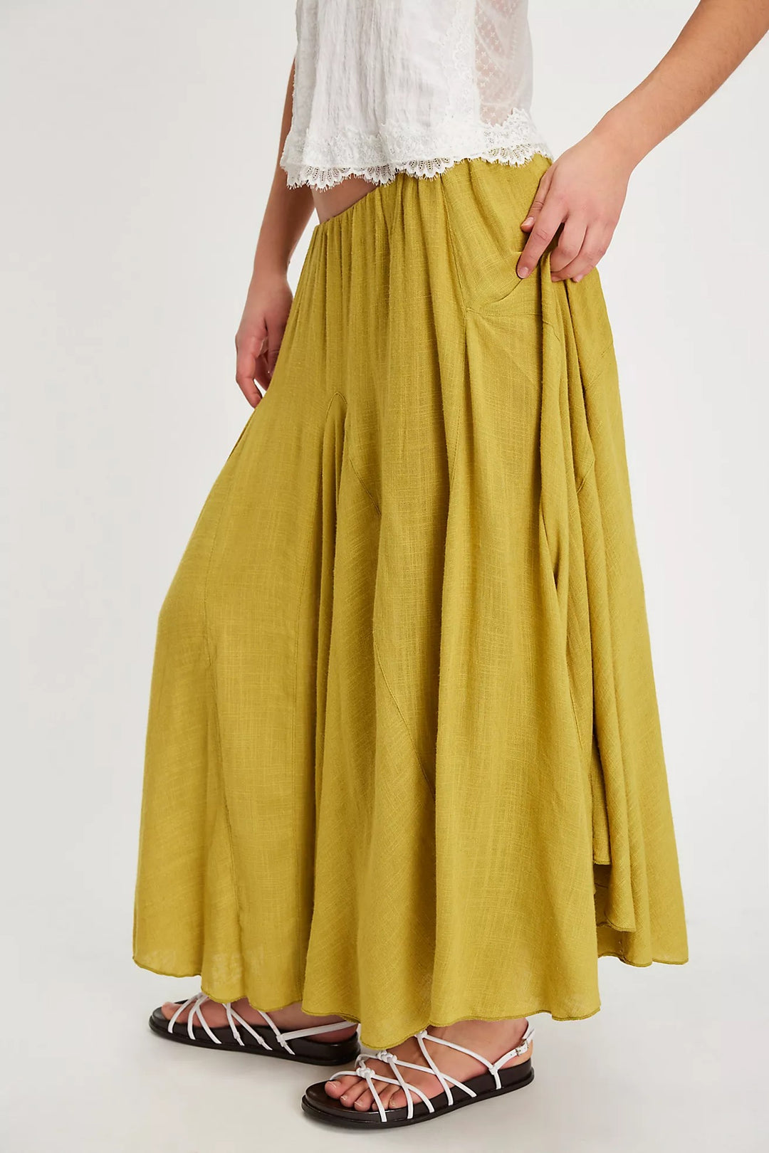 Free People Madras That Solid Linen Maxi Skirt