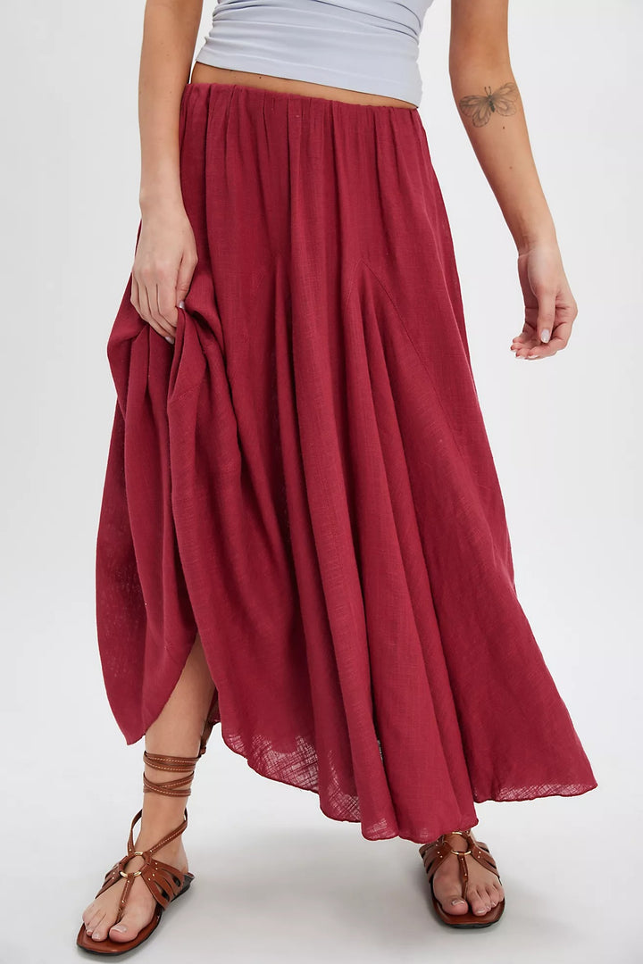Free People Madras That Solid Linen Maxi Skirt