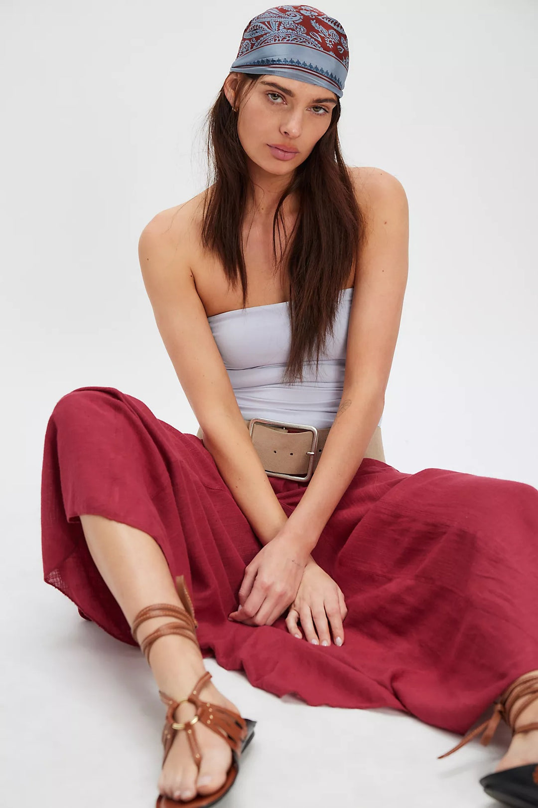 Free People Madras That Solid Linen Maxi Skirt