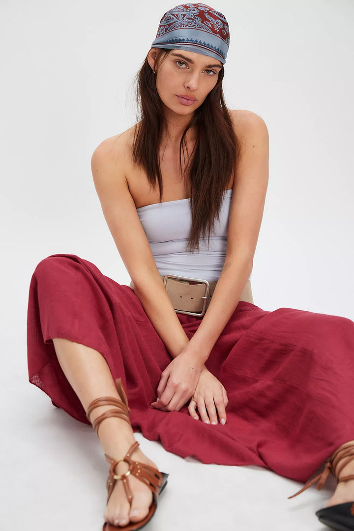 Free People Madras That Solid Linen Maxi Skirt