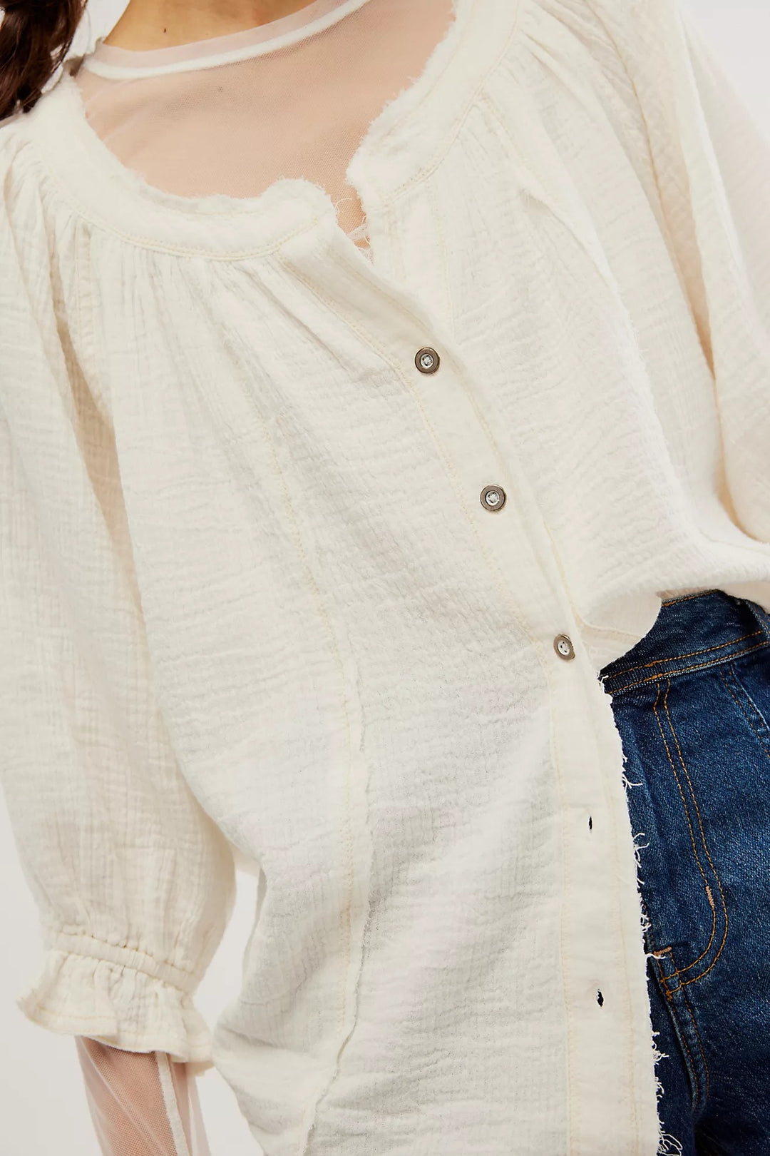 Free People We The Free Lucy Solid Shirt Blouse Top