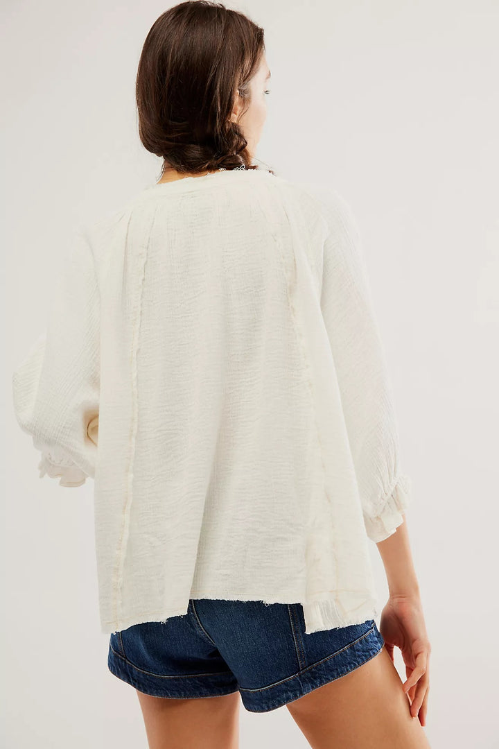 Free People We The Free Lucy Solid Shirt Blouse Top