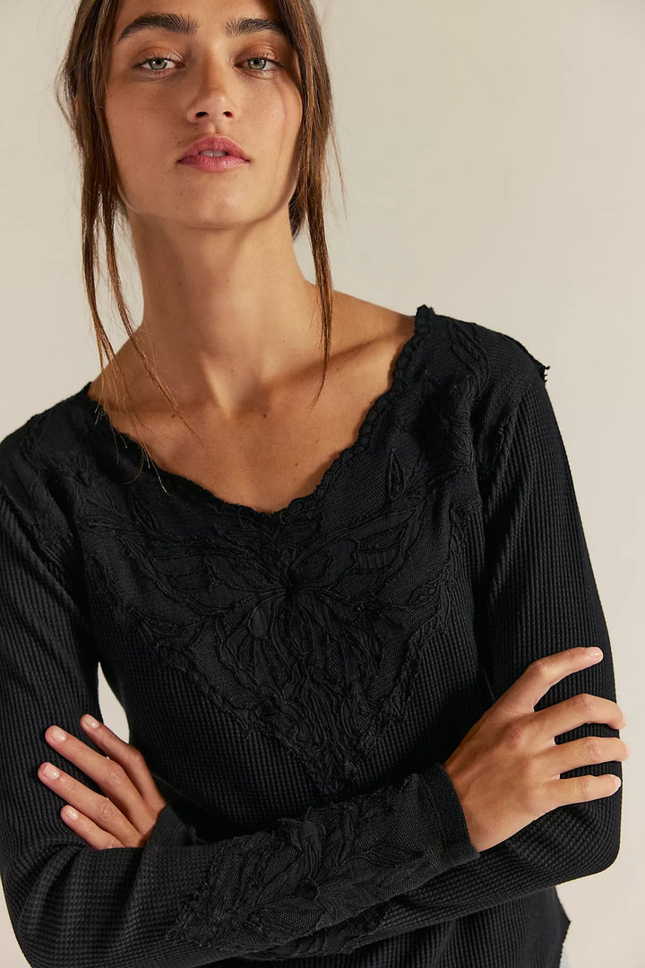 Free People Butterfly Cuff Blouse Top