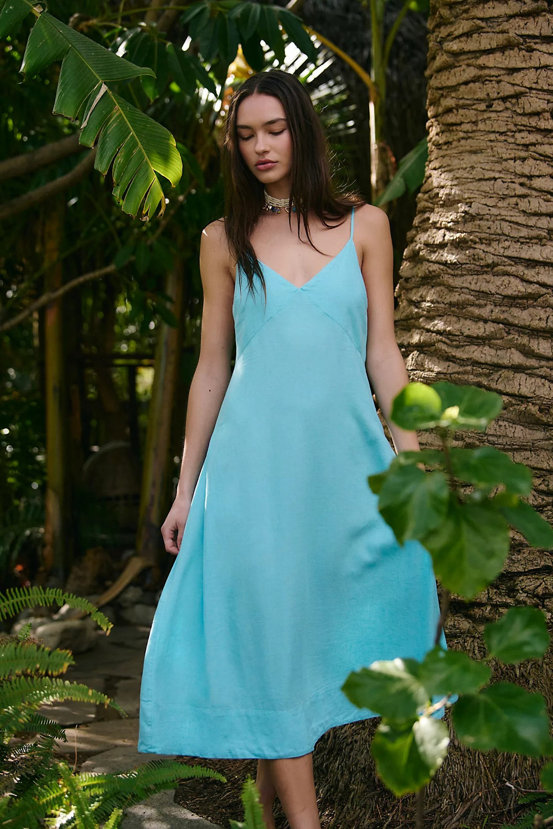 Emmers Linen Midi Dress by free-est at Free People in Tan, Size: S Emmers Linen Midi Dress by free-est at Free People in Tan, Size: S