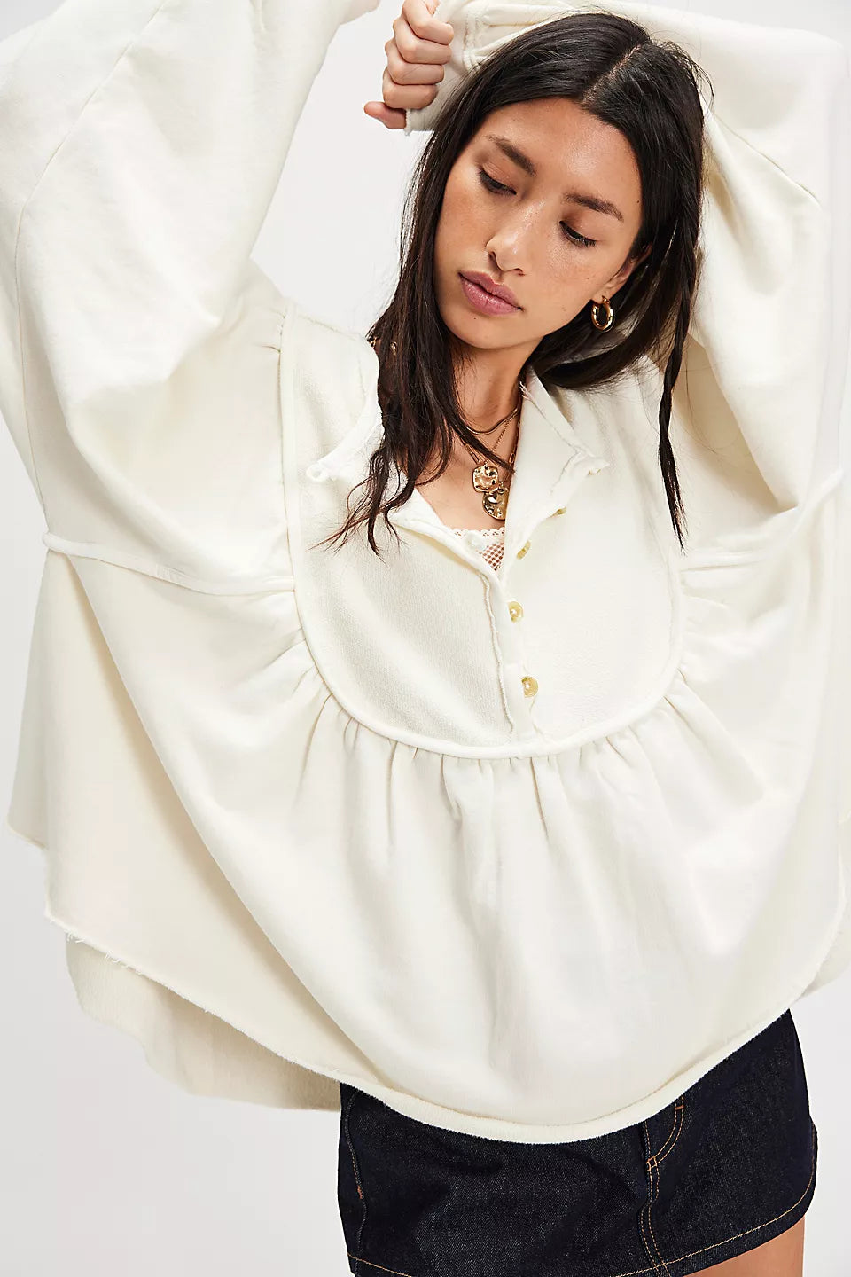 Free People About A Girl Pullover Sweatshirt Top