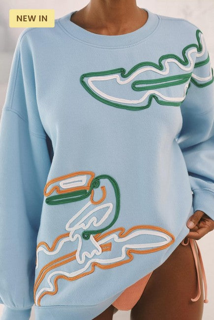 Anthropologie Celandine Embellished Crew-Neck Sweatshirt Top