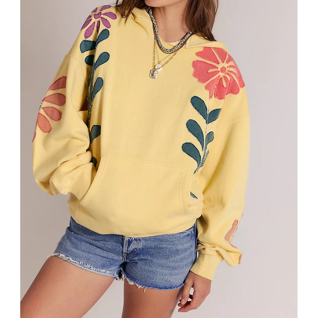 Free People We The Free it's a Vibe Flowers Hoodie Sweatshirt Tunic Top