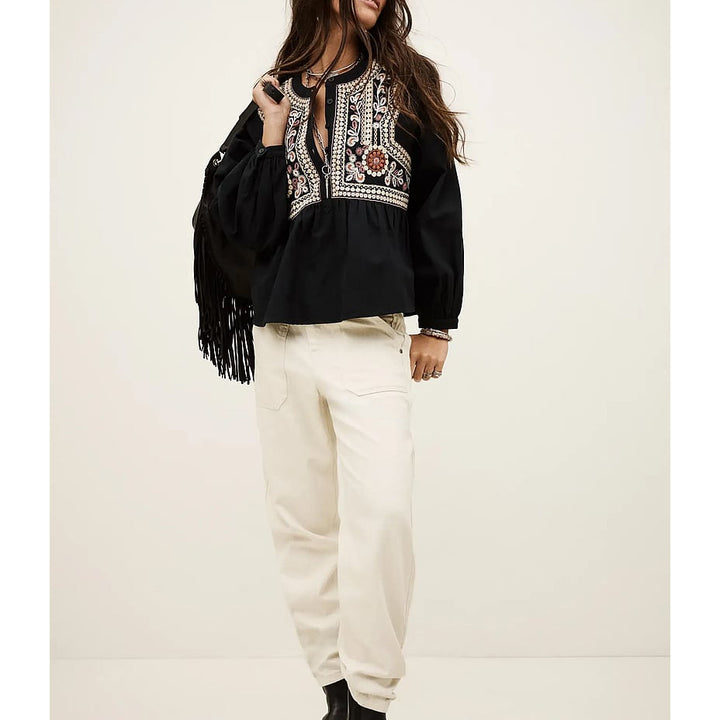 BA&SH AALEC Floral Embroidered Blouse Top