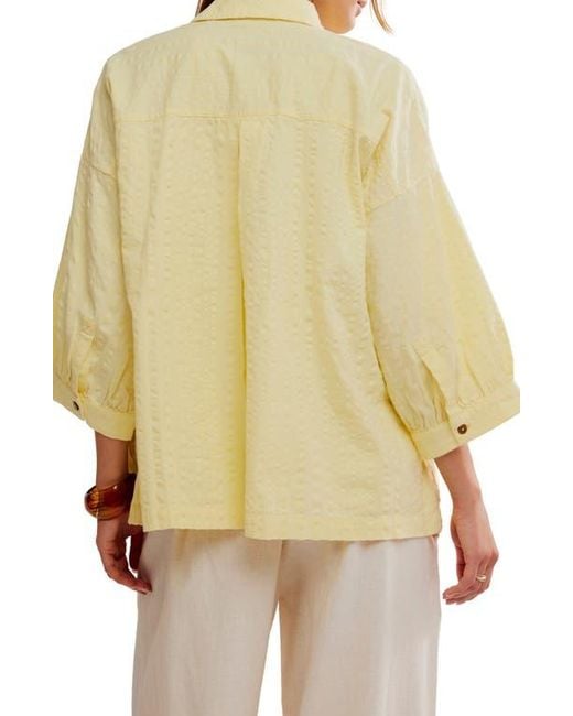 Free People Free-Est Just Like Me Seersucker Shirt Tunic Top