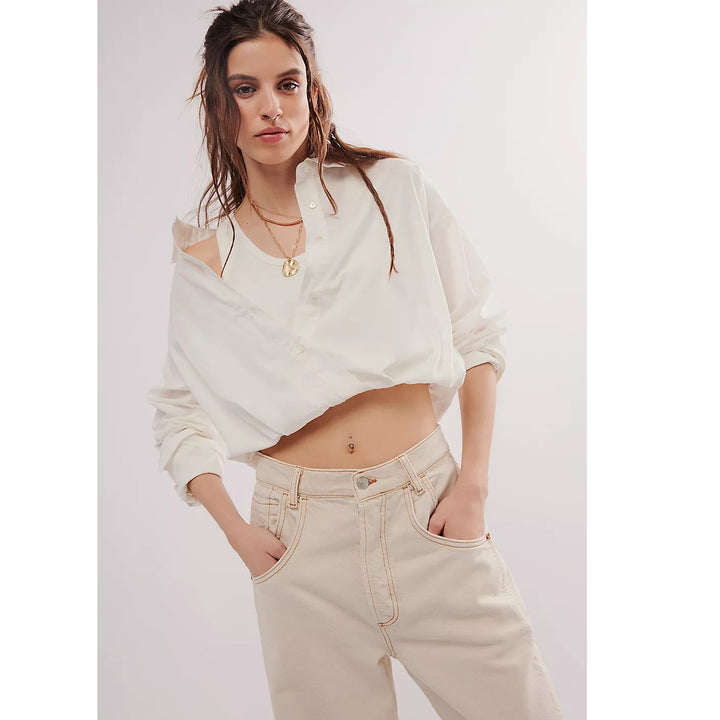 Free People Kelcey Cropped Shirt Top