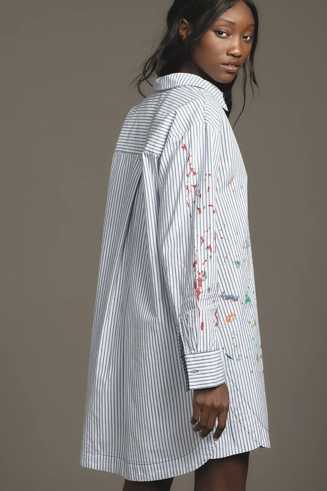 Anthropologie Pilcro Paint Splatter Long-Sleeve Shirt Dress