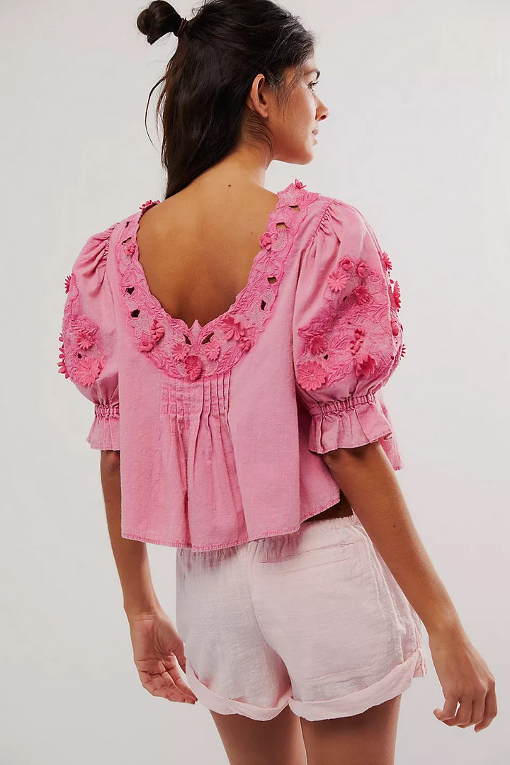 Free People Sophie Embroidered Blouse top
