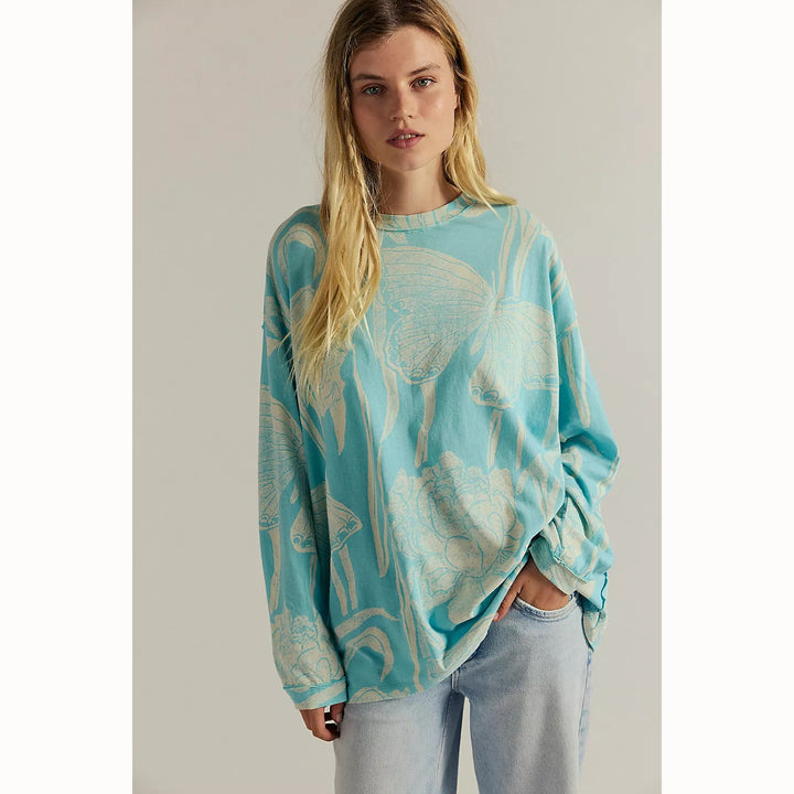Free People We The Free Ellen Printed Long-Sleeve Tee Tunic Top