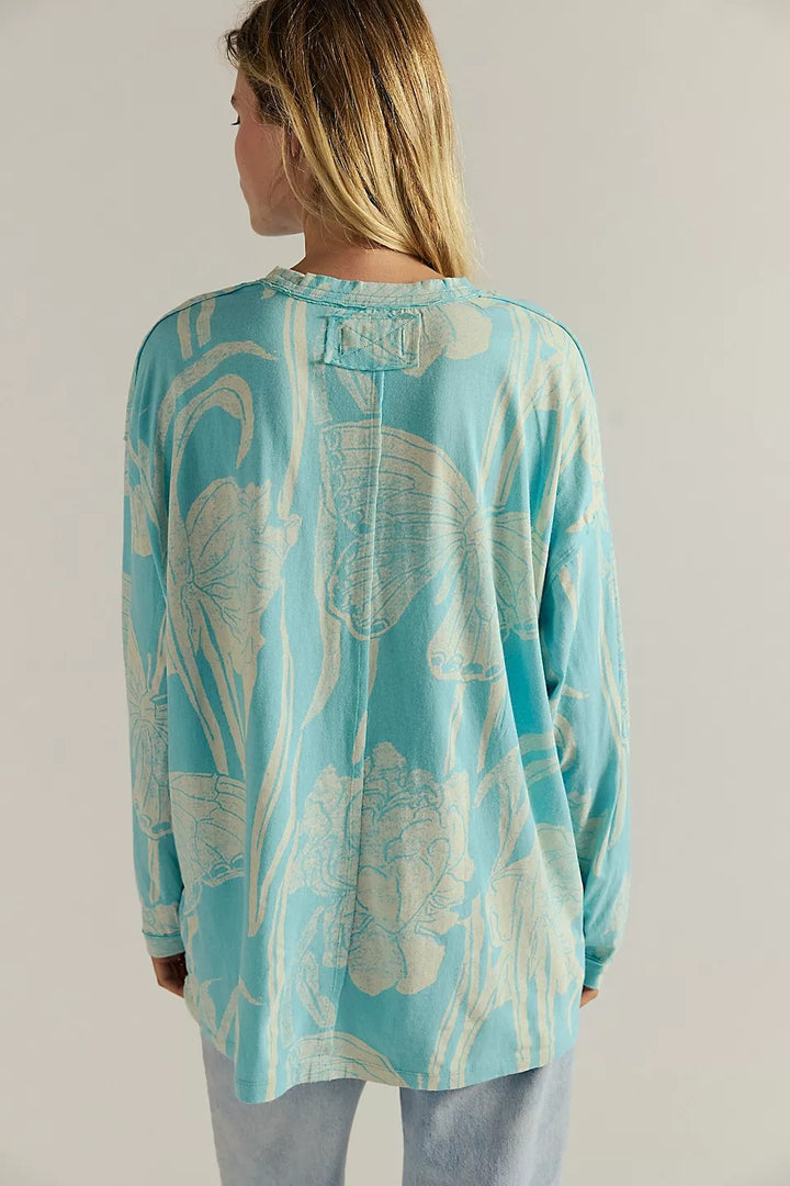 Free People We The Free Ellen Printed Long-Sleeve Tee Tunic Top