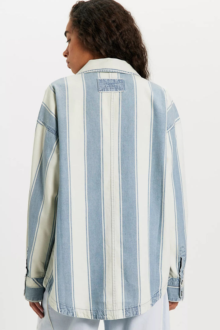 Free People We The Free Crossroads Striped Button Down Shirt Top
