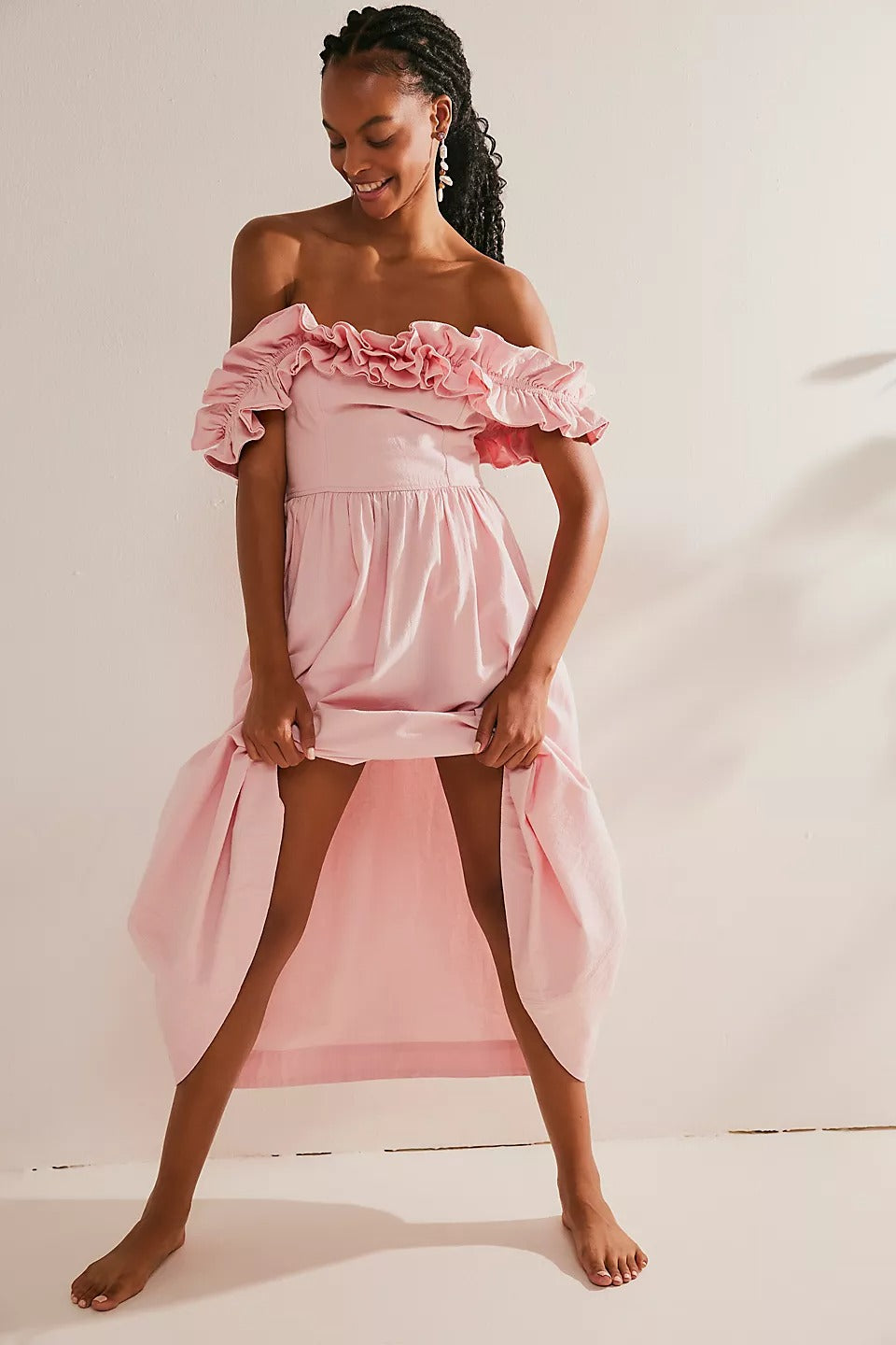 free people pink ruffle dress Rent Free People Pink Dress UK 6