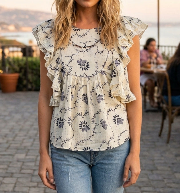 Sea New York Floral Printed Blouse Top