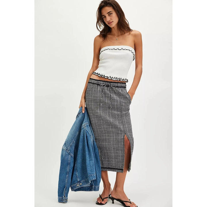 Free People Penelope Gingham Midi Skirt