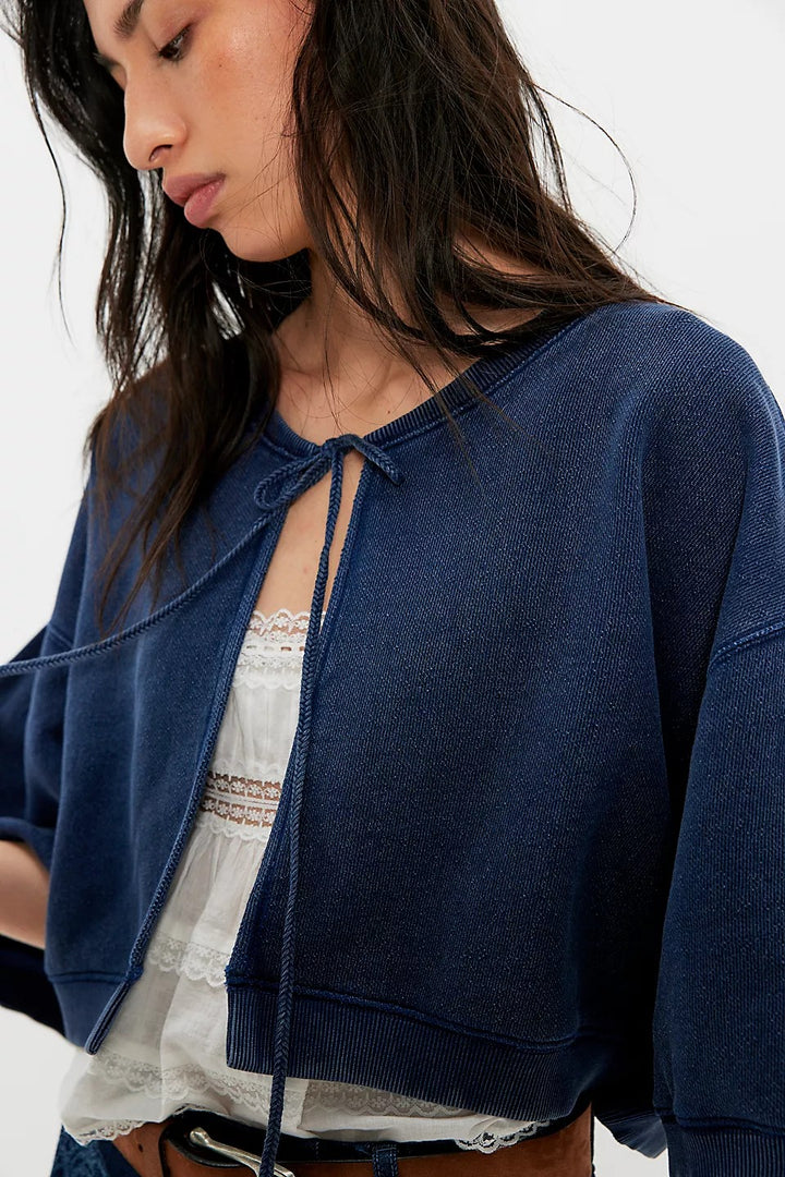 Free People Cape Me Cozy Cardi Blouse Top