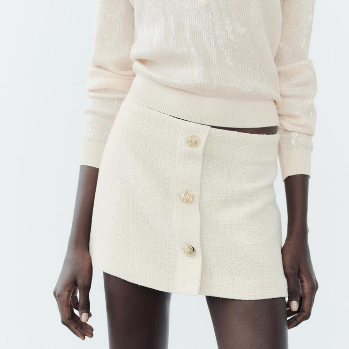 Zara Textured Tweed Mini Skort