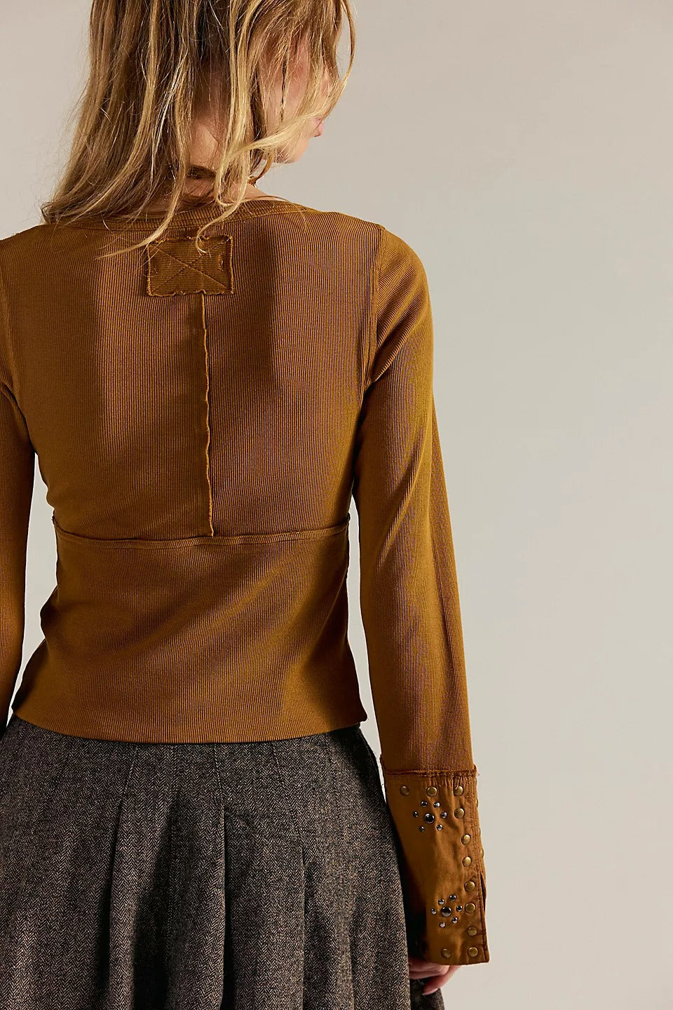 Free People We The Free Night Belle Cuff Cropped Blouse Top