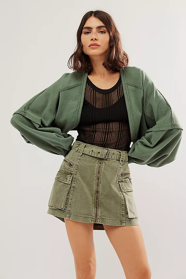 Free People Shrug It Off Sweatshirt Cropped Top