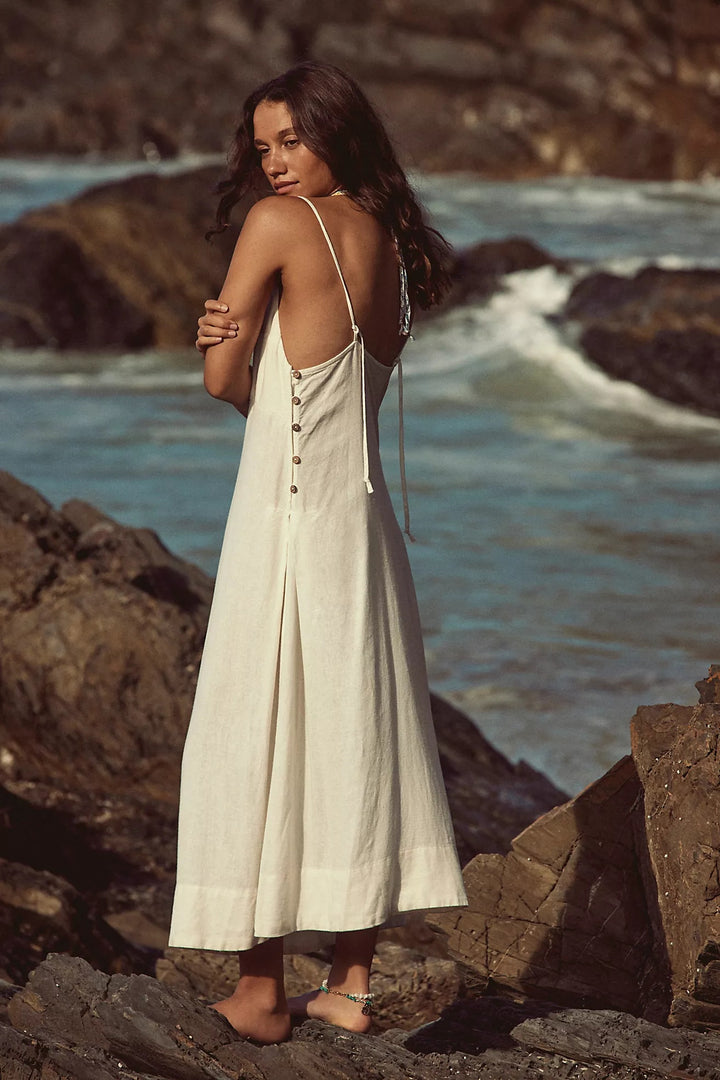 Free People Free Est Emmers Linen Midi Slip Dress