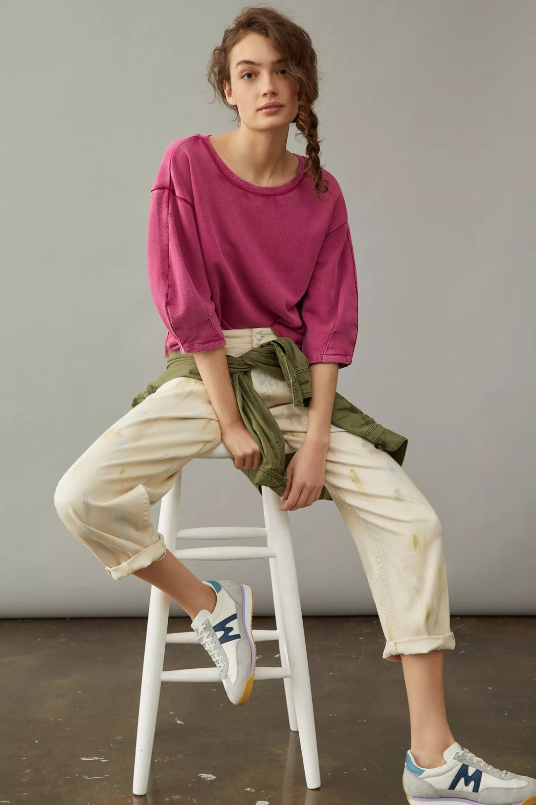 Anthropologie Kris Pleated Sweatshirt Top