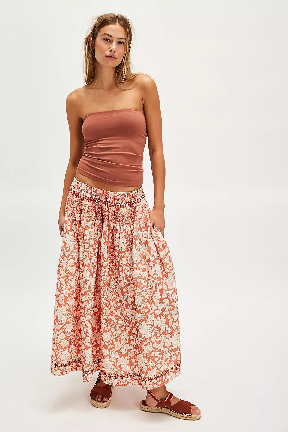 Free People Gesibelle Printed Top & Maxi Skirt Set