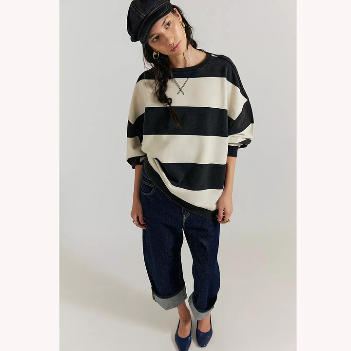 Free People We The Free Classic Strip Crewneck Sweatshirt Top