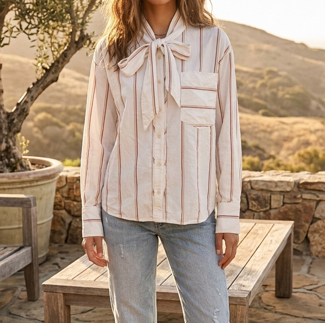 Free People We The Free Tied With a Bow Shirt Top