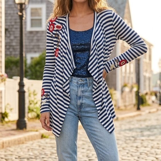 Caite Anthropologie Striped Coverup Tunic Top