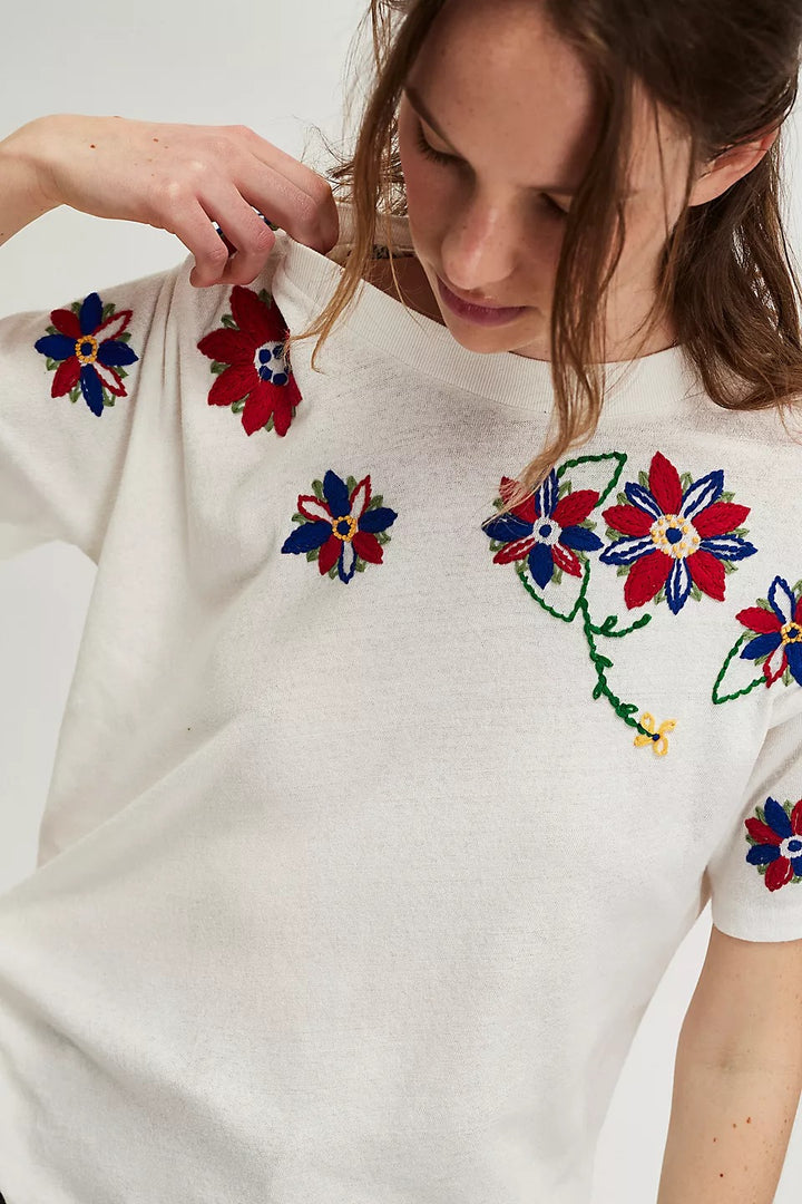 Free People Petal Stitch Tissue Tee Tunic Top