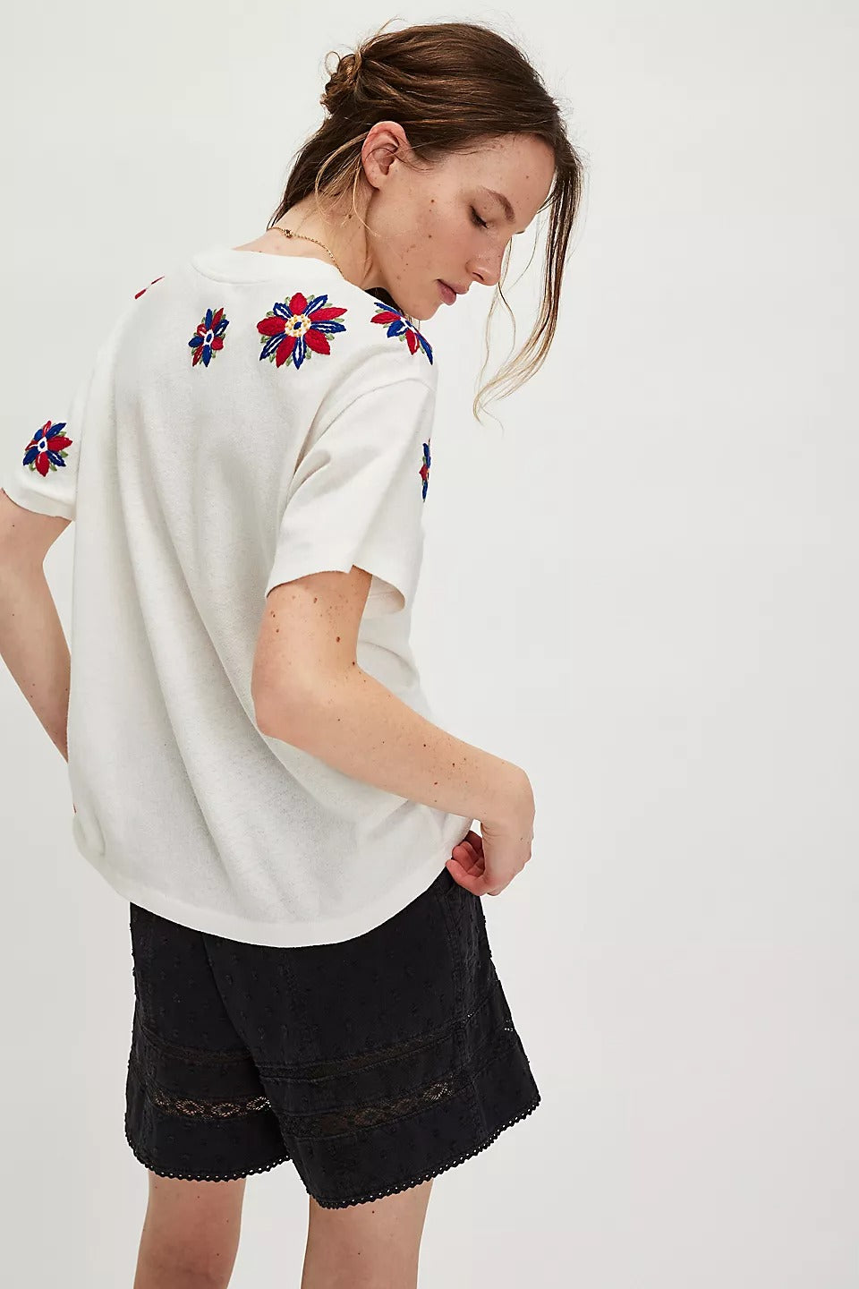 Free People Petal Stitch Tissue Tee Tunic Top