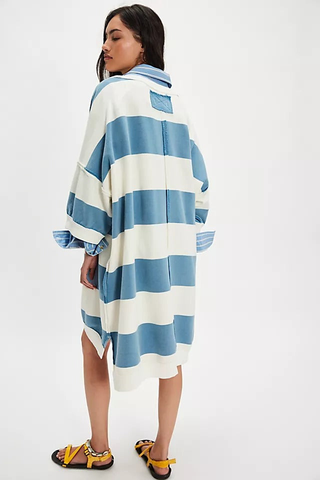 Free People We The Free Out Here Striped Maxi Sweatshirt Dress