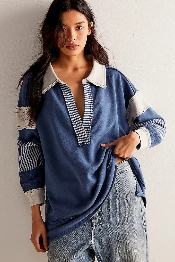 Free People We The Free Clean Prep Polo Pullover Top