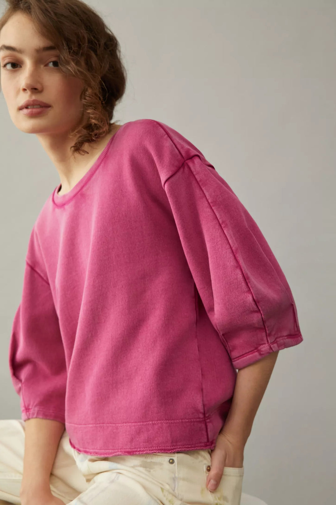 Anthropologie Kris Pleated Sweatshirt Top