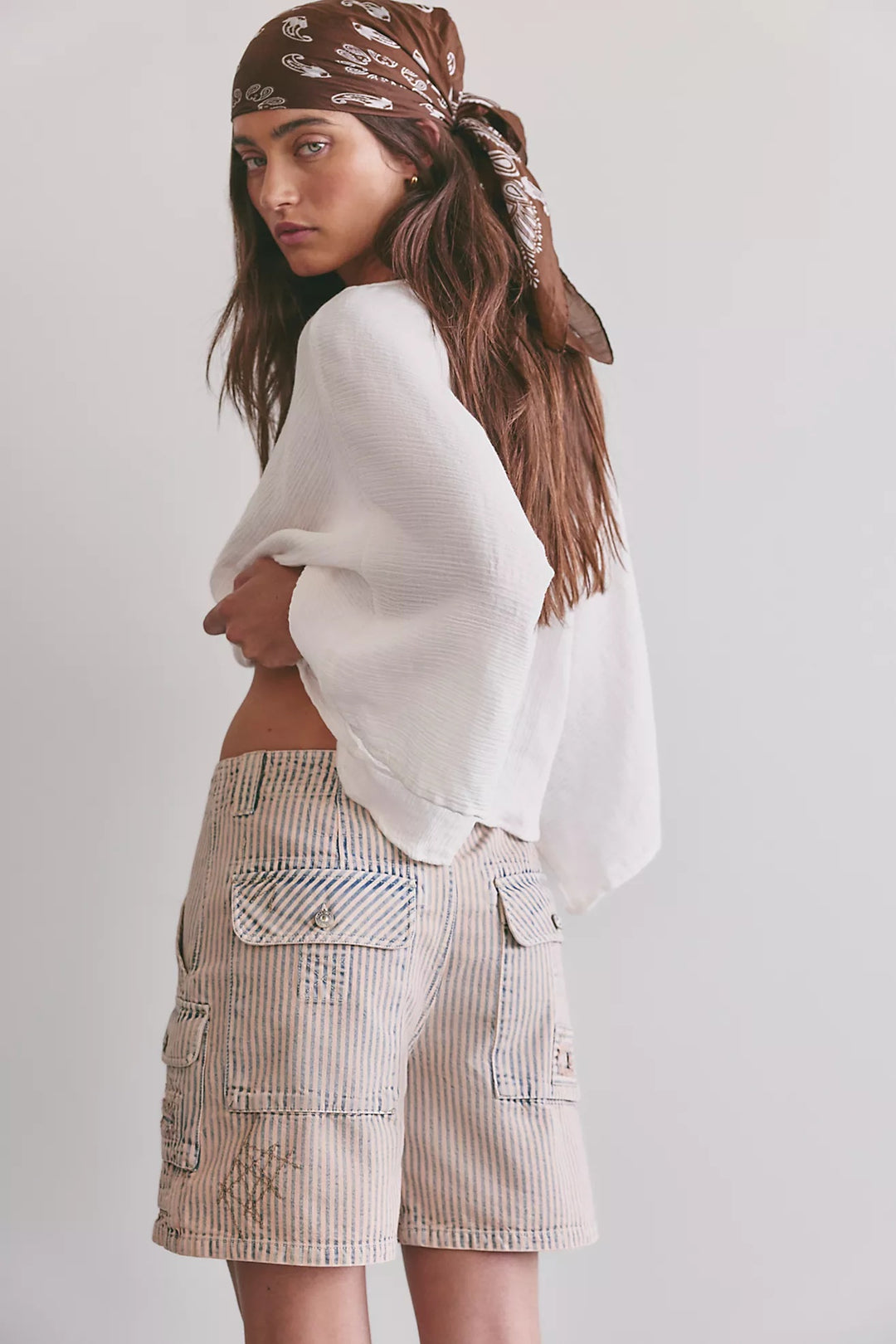 Free People We The Free Day Dreamer Railroad Cargo Shorts