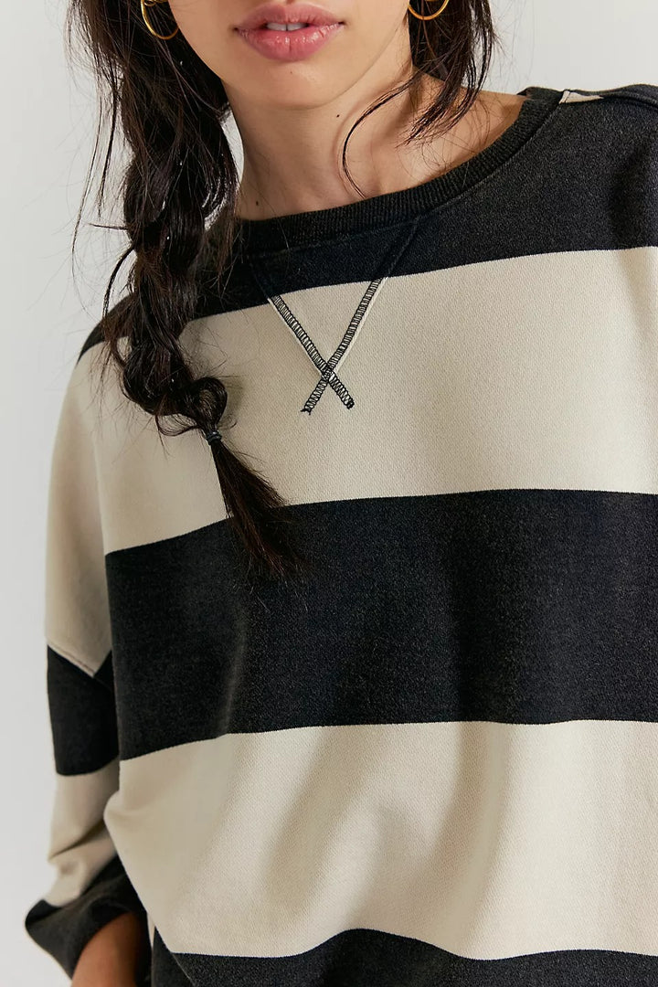 Free People We The Free Classic Strip Crewneck Sweatshirt Top