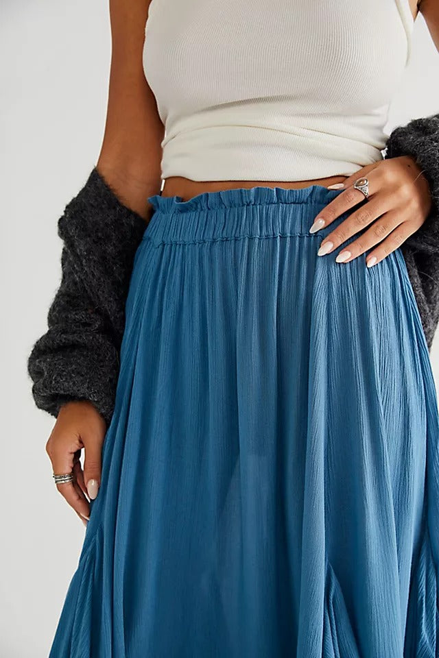 Free People Endless Summer 荷叶边纯色超长长裙