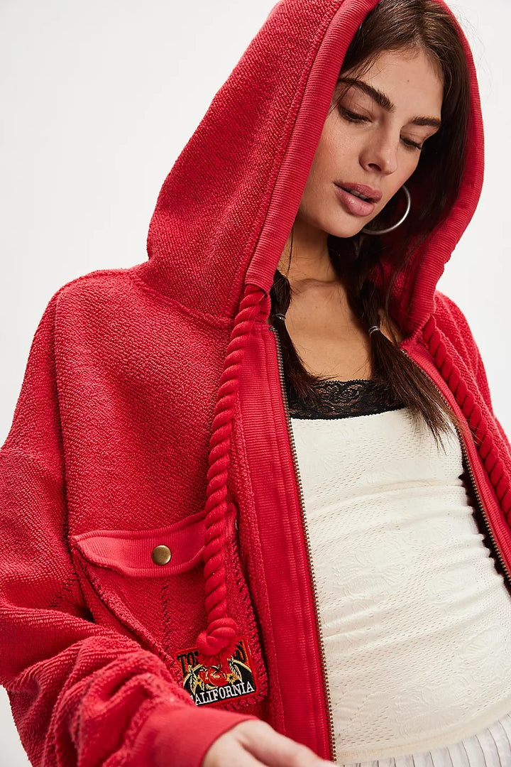 Free People So Lush Sweatshirt Hoodie Jacket Cropped Top