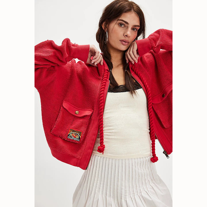 Free People So Lush Sweatshirt Hoodie Jacket Cropped Top