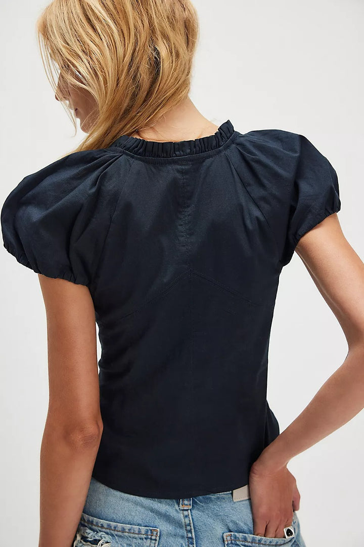 Free People Summer Short Sleeve Blouse Shirt Top