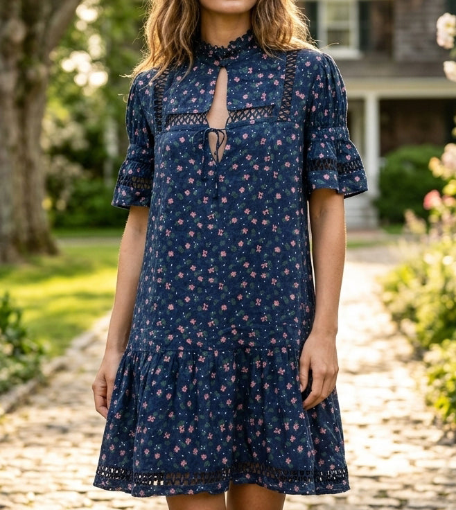 APIECE APART Navy Night Floral Mini Dress